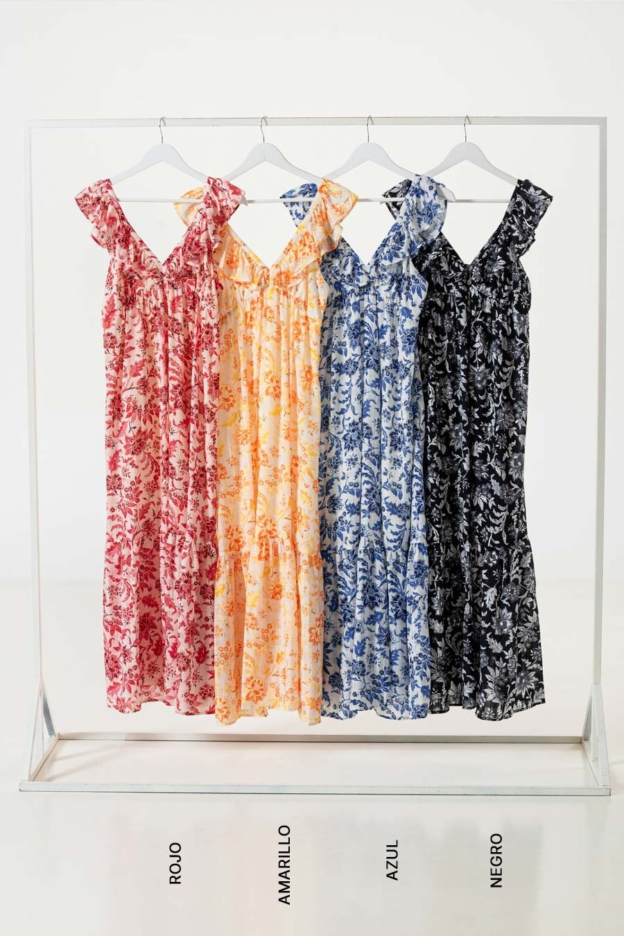 KY113 | VESTIDO PRINT DE CEY CON VOLADOS VARIOS COLORES TALLES M AL XXL