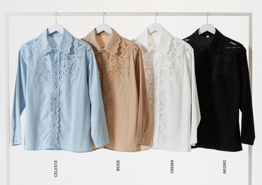 KY069 | CAMISA DE POPLIN VISCOSA CON APLIQUES SHINE VARIOS COLORES TALLES DEL M AL XXL