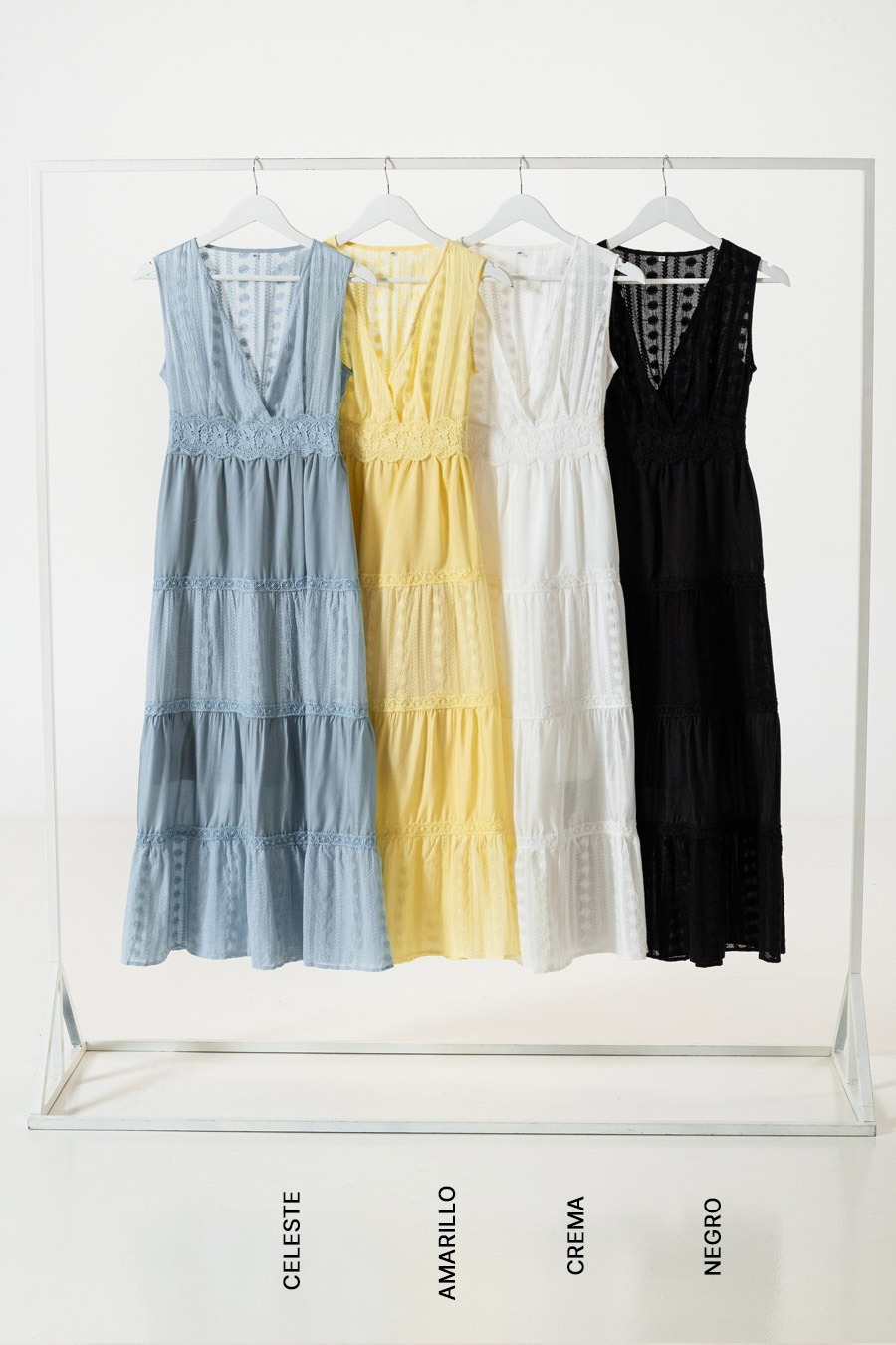 KY087 | VESTIDO COMBINADO BRODERIE COTTON TENCEL FORRADO VARIOS COLORES TALLES DEL M AL XXL