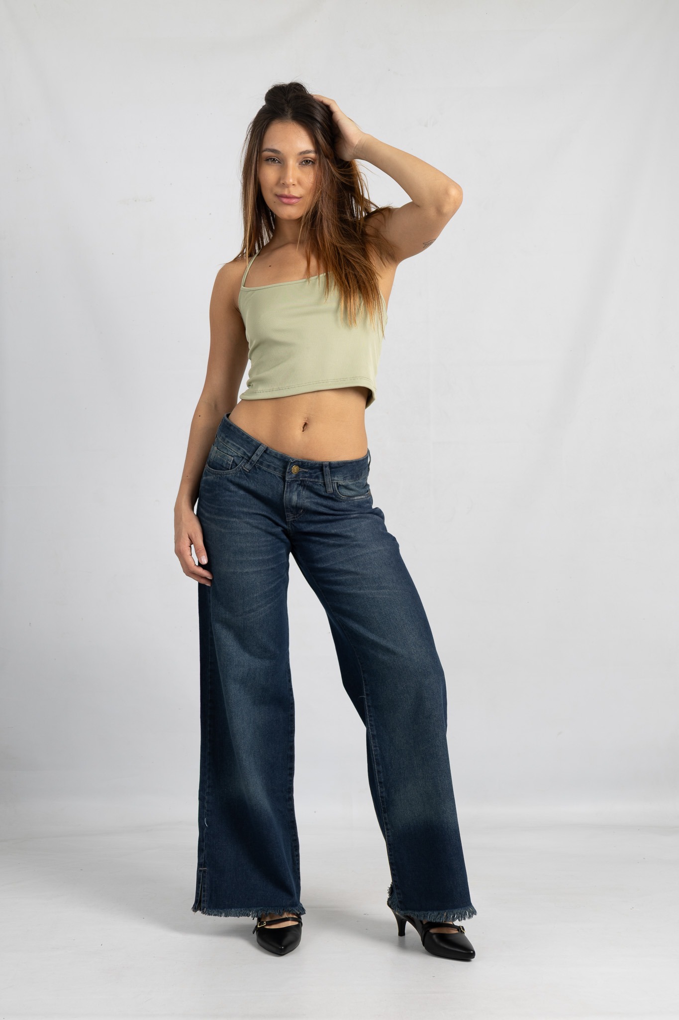 874-WIDE LEG OXIDO DESFLECADOEN BOTA CON ABERTURA TIRO BAJO TALLES 34 AL 44 ANDAR JEANS