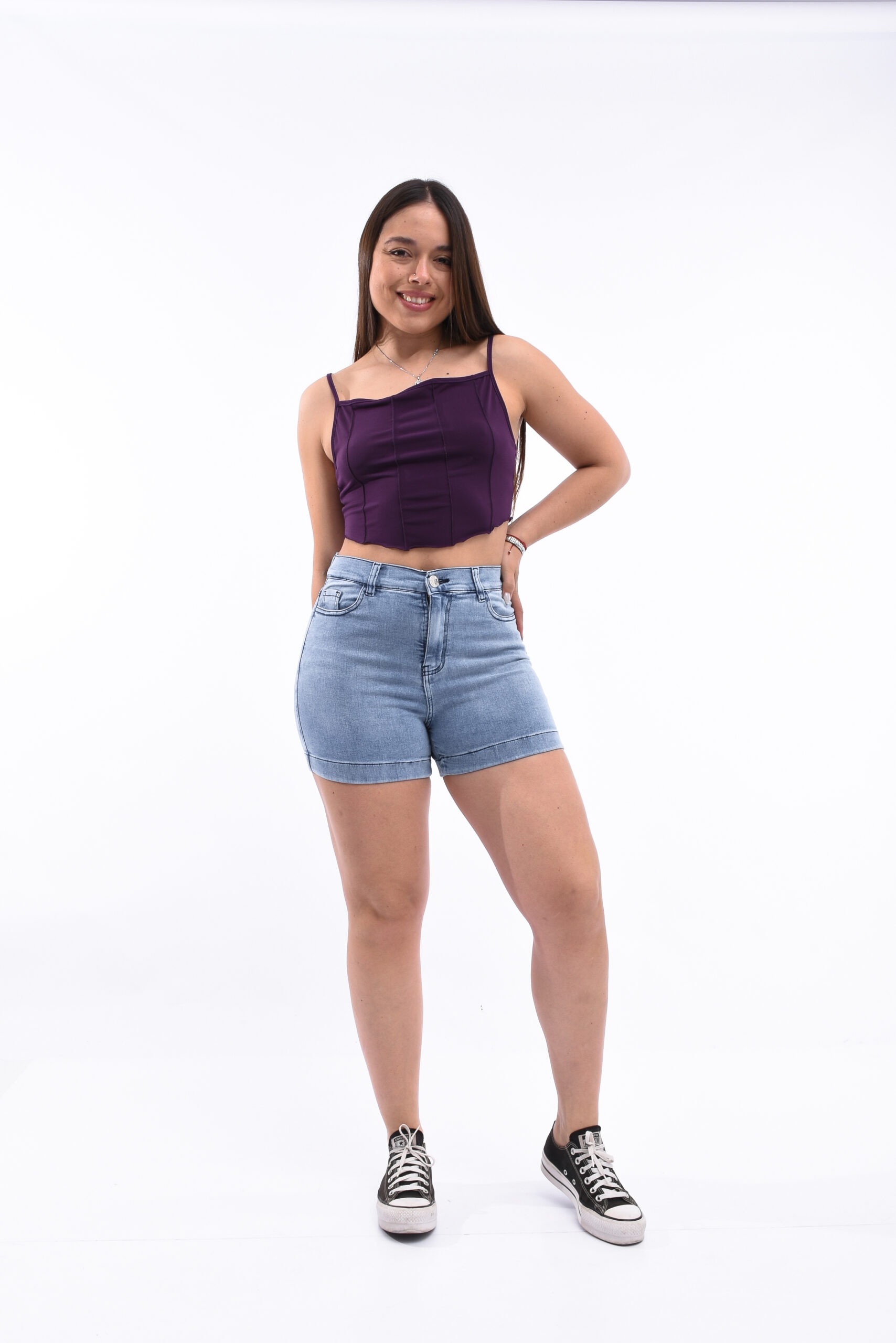 GALA | SHORT CELESTE ELASTIZADO TIRO ALTO TALLES 36 AL 52 RUMAJU